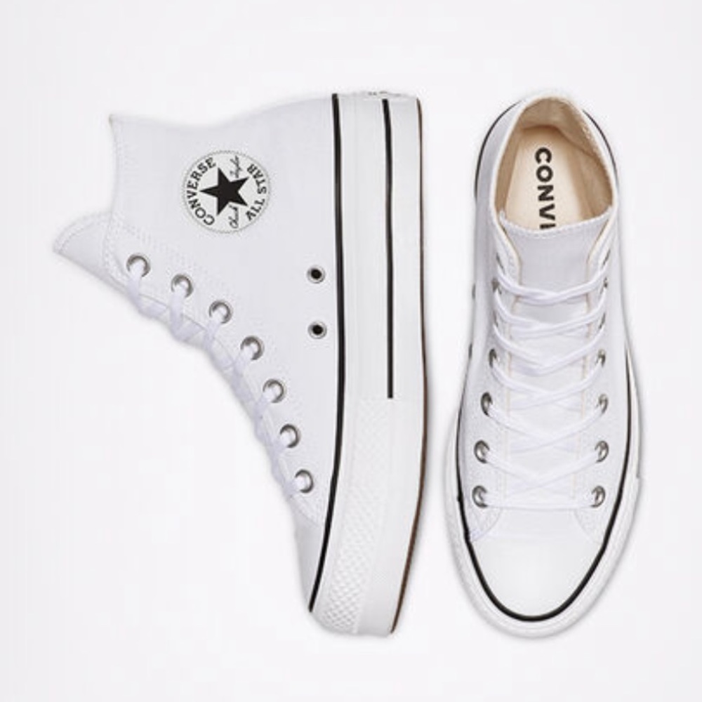 Platform, White Canvas Chuck Taylor, Size 6